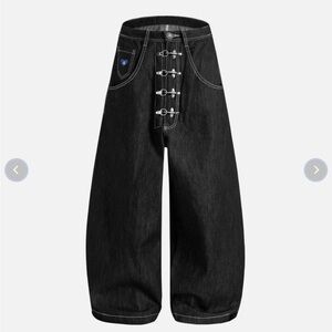 Aelfric Eden Black barrel  Wide-Leg toggle Jeans